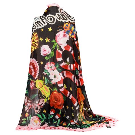 gucci floral scarf black background|gucci scarf snake print.